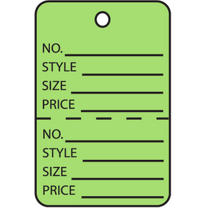 1 1/4 x 1 7/8" Green Perforated Garment Tags 1000 PER CASE