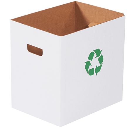 Corrugated Trash Cans with Recycle Logo - 7 Gallon 20 PER BUNDLE