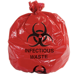 Infectious Waste Trash Liner - Red with "Infectious Waste" Print, 40 - 45 Gallon, 1.1 Mil. 100 PER CASE