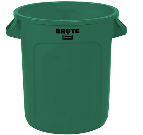 RubbermaidÂ® BruteÂ® Trash Can - 10 Gallon, Green 1 EACH