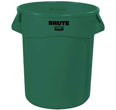 RubbermaidÂ® BruteÂ® Trash Can - 32 Gallon, Green 1 EACH