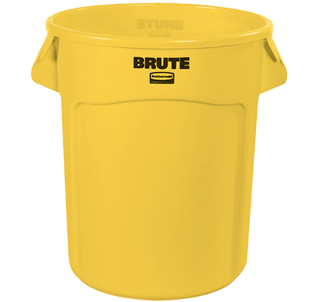 RubbermaidÂ® BruteÂ® Trash Can - 32 Gallon, Yellow 1 EACH