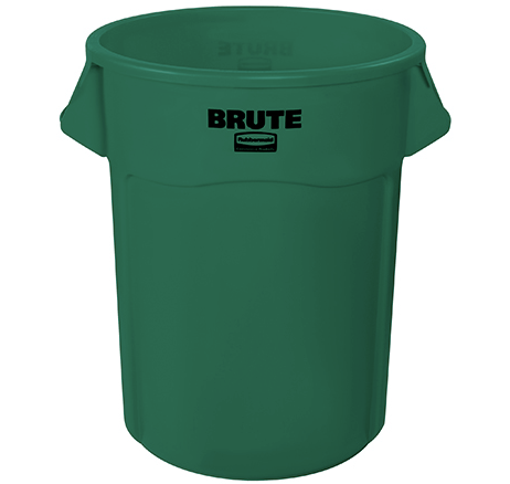 RubbermaidÂ® BruteÂ® Trash Can - 55 Gallon, Green 1 EACH