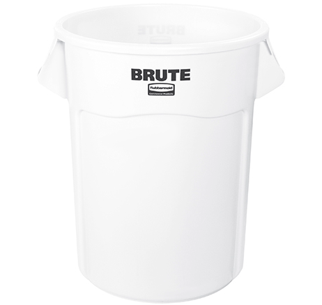 RubbermaidÂ® BruteÂ® Trash Can - 55 Gallon, White 1 EACH