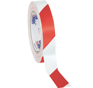 1" x 36 yds. Red/White (3 Pack) Tape LogicÂ® Striped Vinyl Safety Tape 3 PER CASE