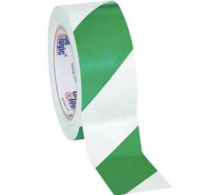 2" x 36 yds. Green/White Tape LogicÂ® Striped Vinyl Safety Tape 24 PER CASE