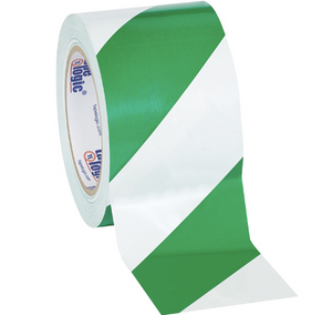 3" x 36 yds. Green/White Tape LogicÂ® Striped Vinyl Safety Tape 16 PER CASE