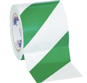 4" x 36 yds. Green/White Tape LogicÂ® Striped Vinyl Safety Tape 12 PER CASE