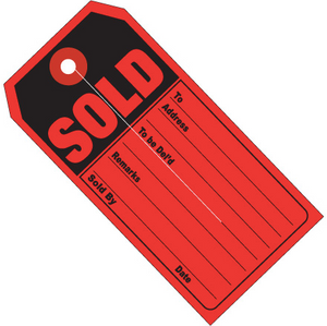 4 3/4 x 2 3/8"  "SOLD" Retail Tags 500 PER CASE