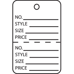 1 3/4 x 2 7/8" White Perforated Garment Tags 1000 PER CASE