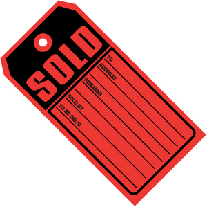 4 3/4 x 2 3/8" - "Sold Tags" 10 Point Card Stock 1000 PER CASE