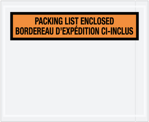 4 1/2 x 5 1/2" Bilingual Packing List Envelopes English/French 1000 PER CASE