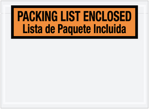 7 1/2 x 5 1/2" Bilingual Packing List Envelopes English/Spanish 1000 PER CASE