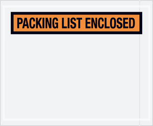 4 1/2 x 6" Orange "Packing List Enclosed" Envelopes 1000 PER CASE