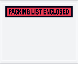 4 1/2 x 5 1/2" Red "Packing List Enclosed - Fragile" Envelopes 1000 PER CASE