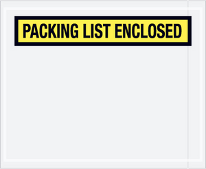 4 1/2 x 5 1/2" Yellow "Packing List Enclosed" Envelopes 1000 PER CASE