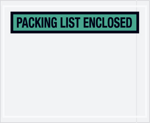 7 x 5 1/2" Green "Packing List Enclosed" Envelopes 1000 PER CASE