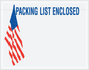 7 x 5 1/2" U.S.A. Flag "Packing List Enclosed" Envelopes 1000 PER CASE