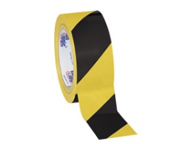 1" x 36 yds. Black/Yellow Tape LogicÂ® Striped Vinyl Safety Tape 48 PER CASE